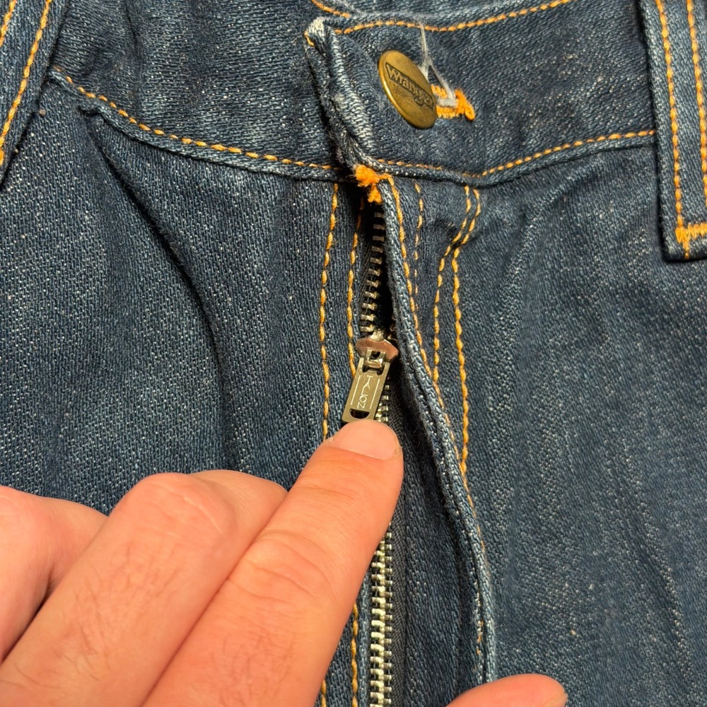 Vintage 70s Wrangler Jeans High Waisted Straight Leg Dark Wash Made in USA Sz 12 - Picture 4 of 10